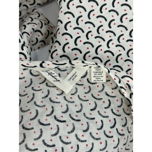 BILLABONG SINCERELY JULES Wrapped In Love Top Sz M White Puff Sleeve Linen Rayon - Picture 10 of 14